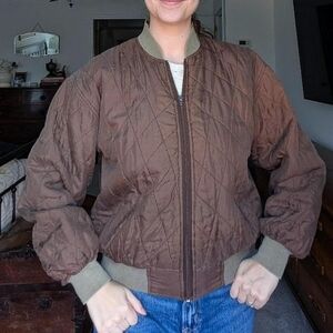 Vintage 100% Silk Quilted Bomber Jacket